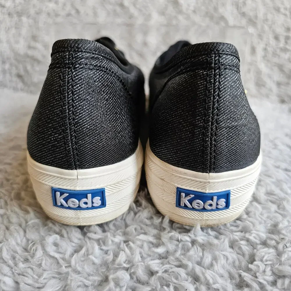 Keds Women's Triple CVO Metallic Lace Up Twill Platform Sneakers Size 9.5‎ Black